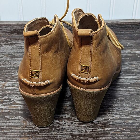 Sperry Women's Brown Top Sider Wedge Lace Up Bootie 9M - Picture 4 of 6